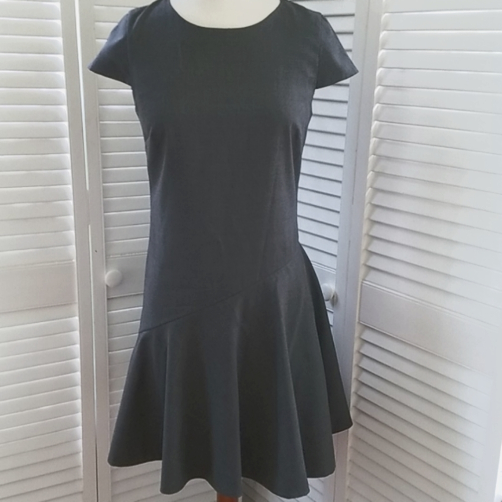 J.CREW FLOUNCE IN SUPER 120s MERINO WOOL CAP SLEEVE A LINE DRESS